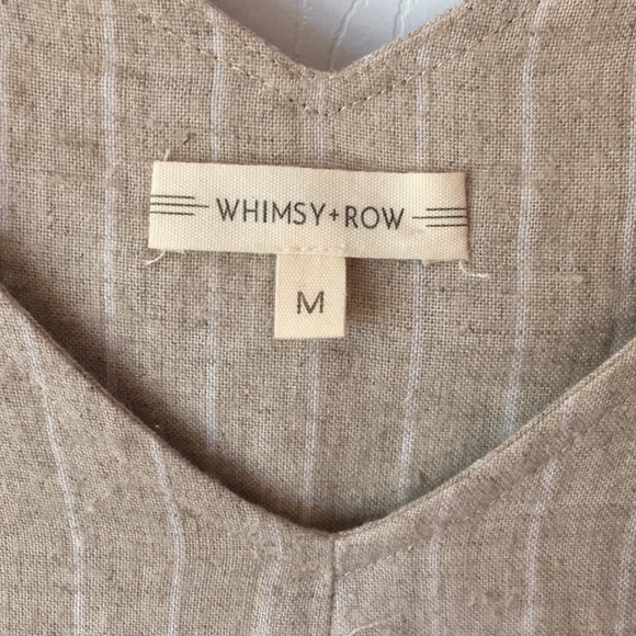 Whimsy + Row Luna dress in stripe beige linen, M - Picture 4 of 10